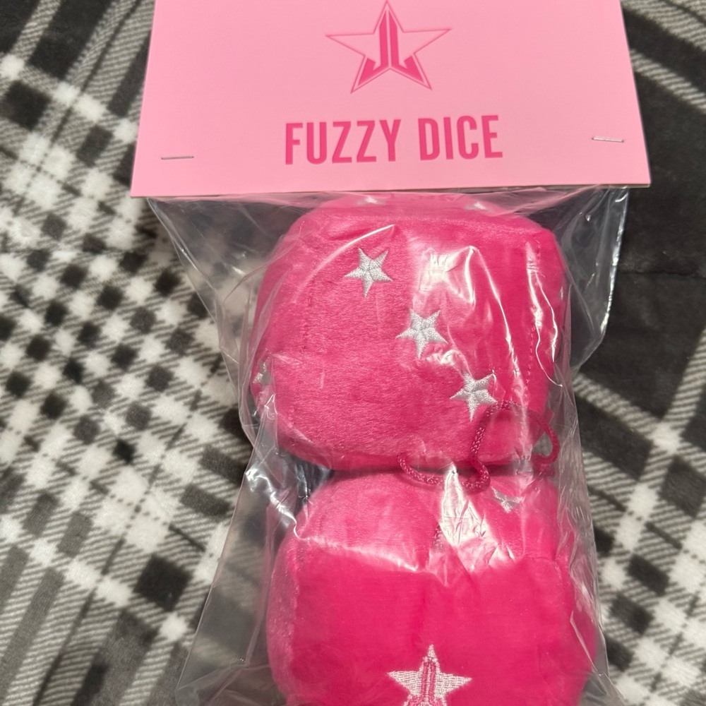 Jeffree Star Pink Fuzzy Dice with Star Design